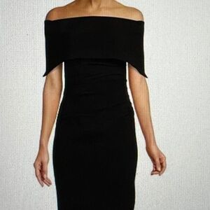 Vince Camuto Off Shoulder Short Sleeve Ruched Waist Knee Length Sheath Dress